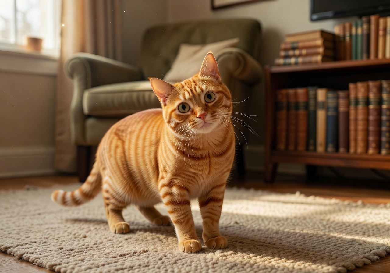 Oliver, a ginger tabby cat looking curious